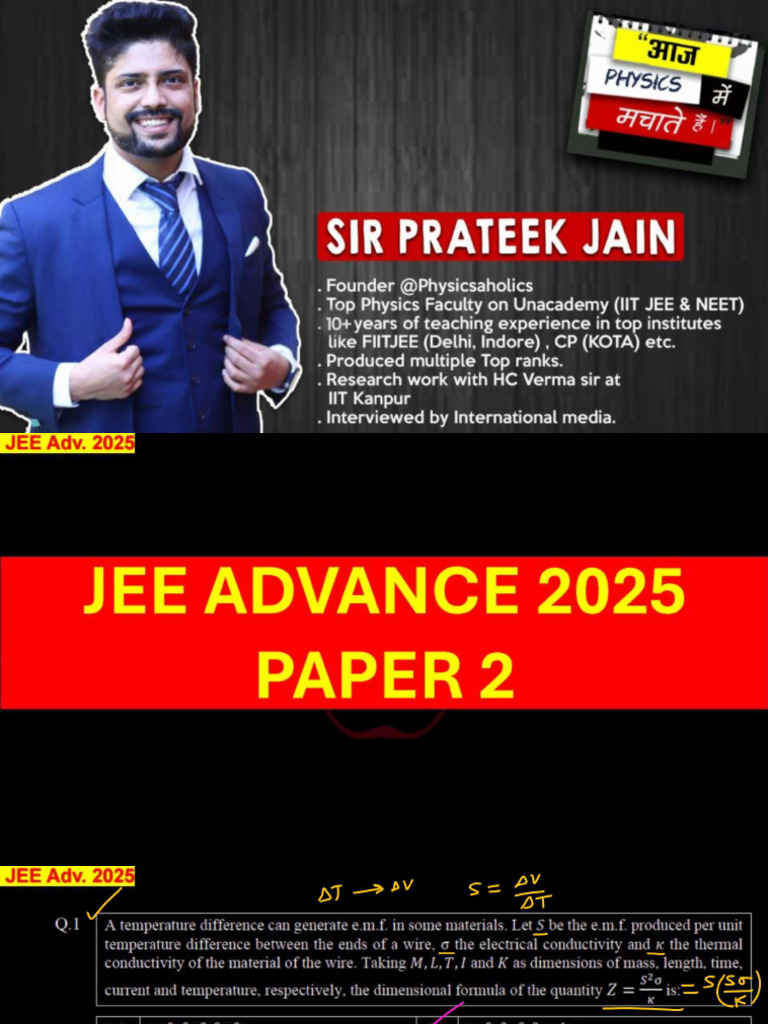 JEE Adv 2025 Physics Paper 2 Solutions | PDF