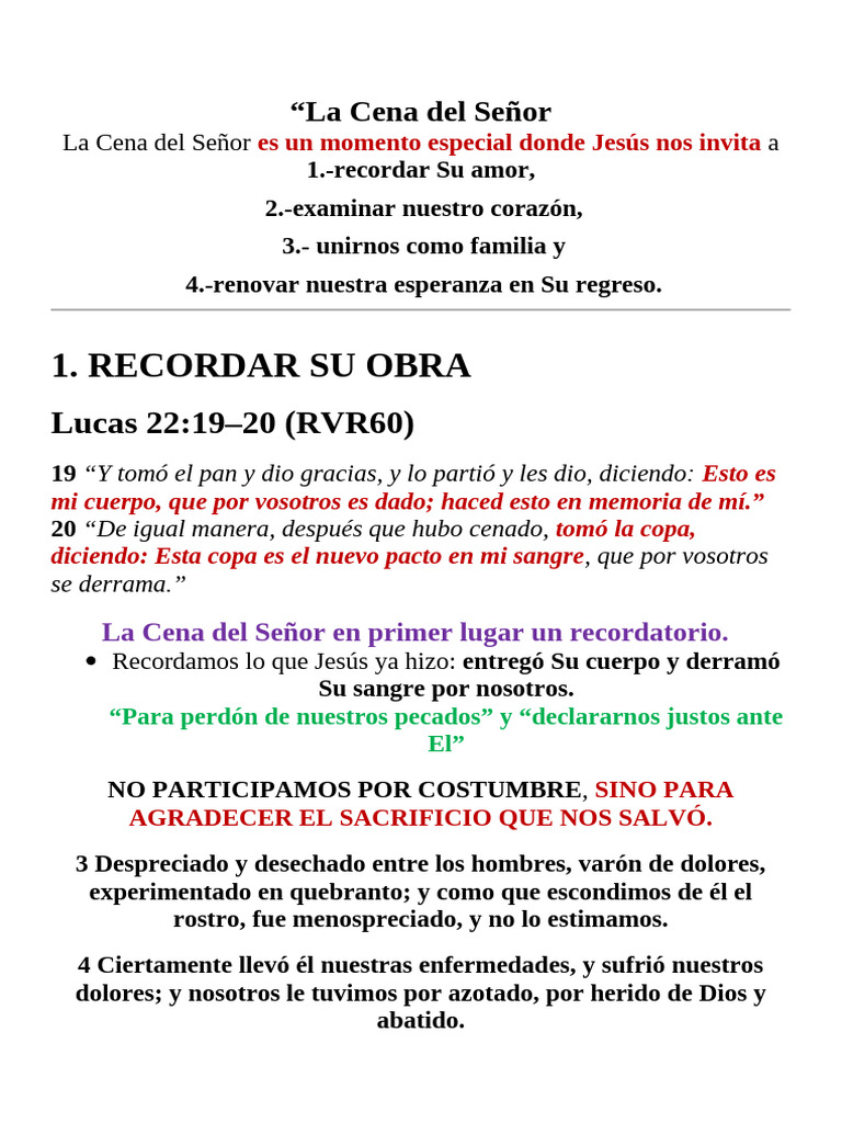 Significado de la Cena del Señor | PDF | eucaristía | Cristo (título)