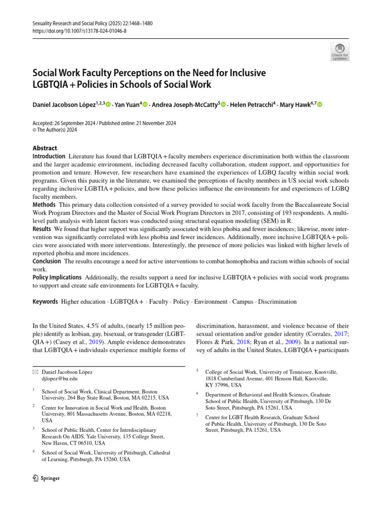 Social Work Faculty Perceptions On The Need For Inclusive LGBTQIA ...