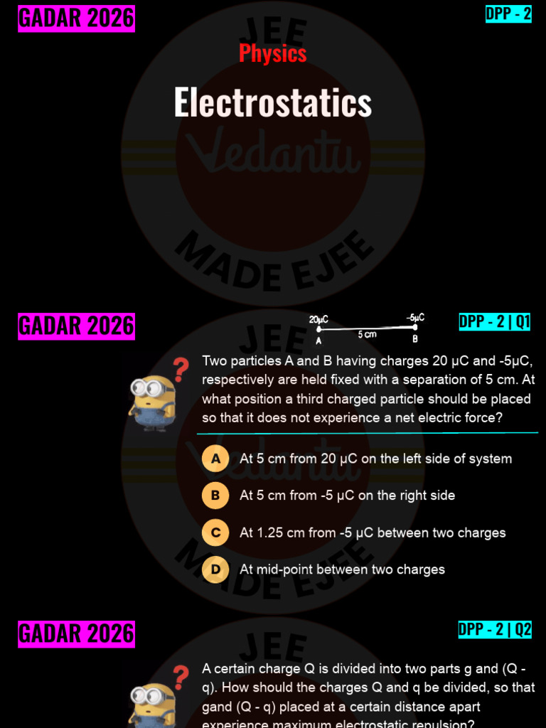 Electrostatics DPP - GADAR 2026 Solutions | PDF | Flux | Dipole