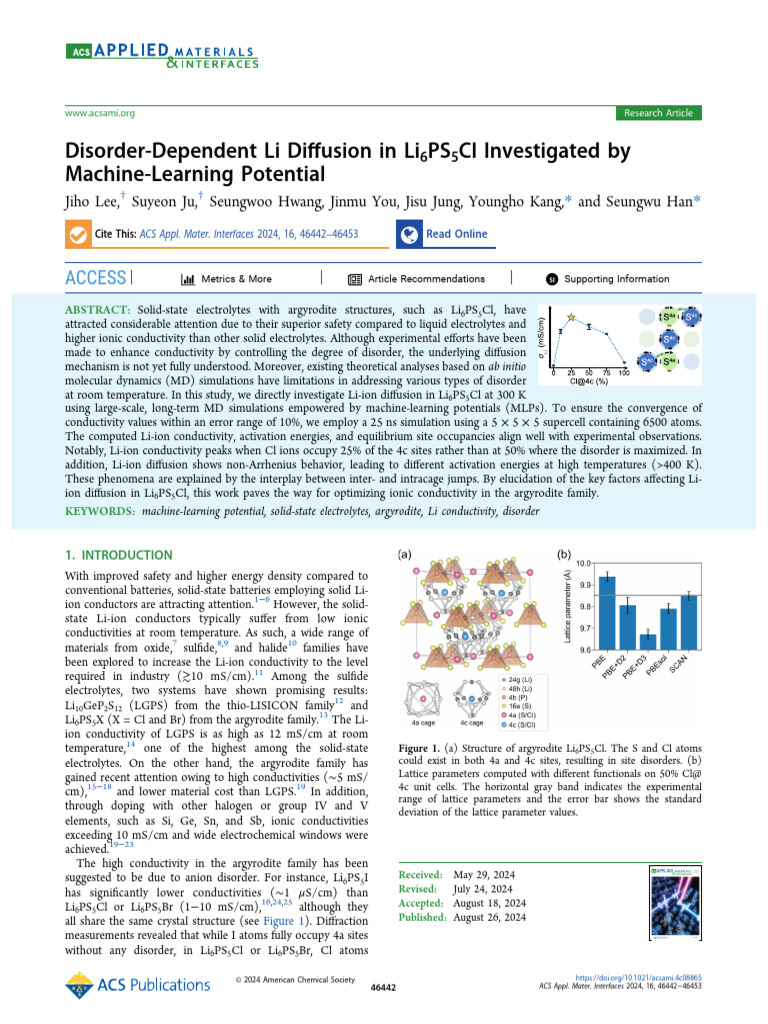 Li6PS5Cl Li-Ion Diffusion via ML Potential | PDF | Crystal Structure ...