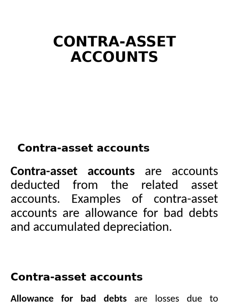 Understanding Contra-Asset Accounts | PDF | Bad Debt | Book Value