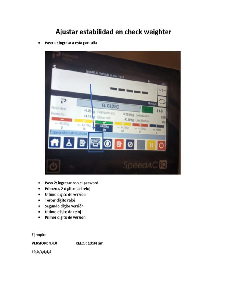 Ajustar Estabilidad en Check Weighter | PDF