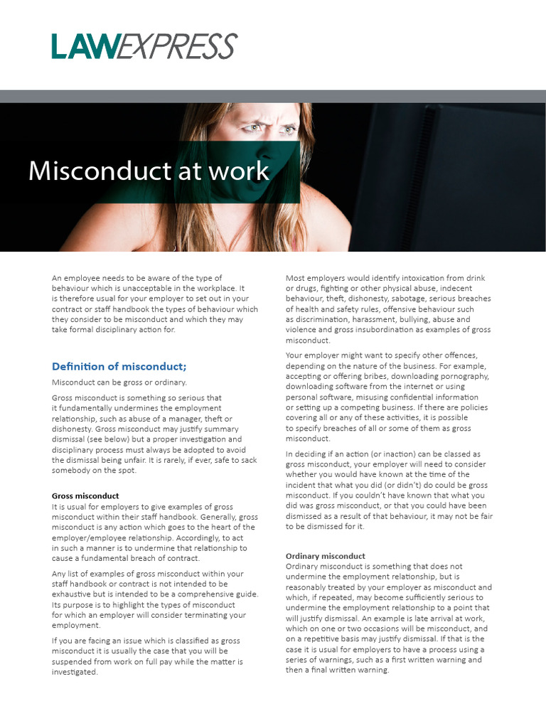 Understanding Workplace Misconduct Types | PDF | Employment | Business