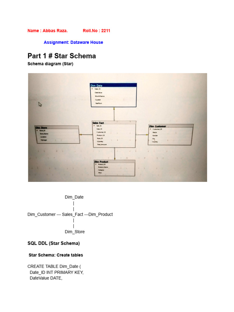 Star and Snowflake Assignment -1 | PDF | Databases | Data Management ...