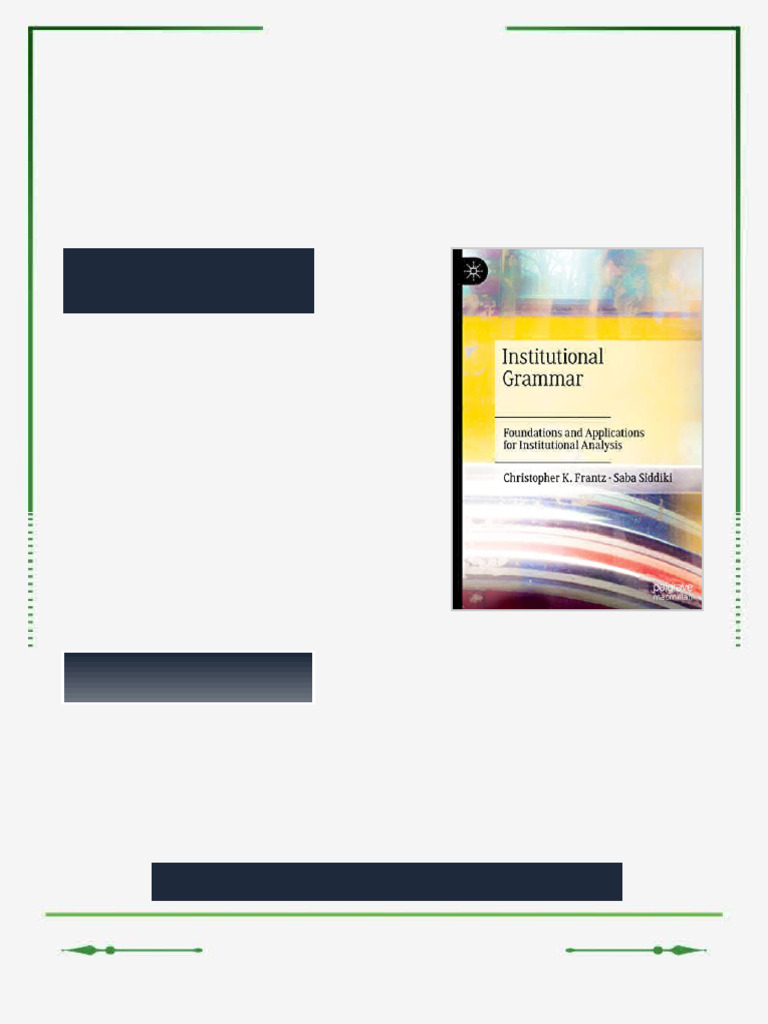 Institutional Grammar: Foundations and Applications for Institutional ...