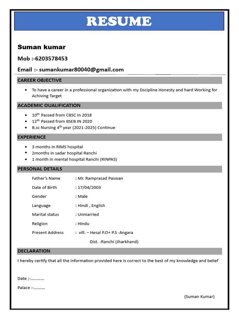 Suman Kumar Resume 1122 | PDF