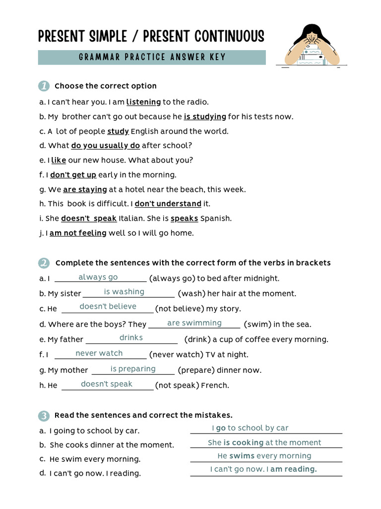 Present Simple vs. Continuous Practice | PDF