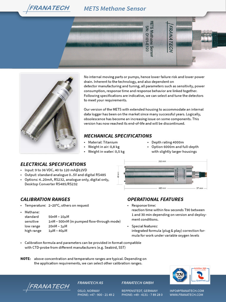 Methane Sensor Calibration Ranges | PDF
