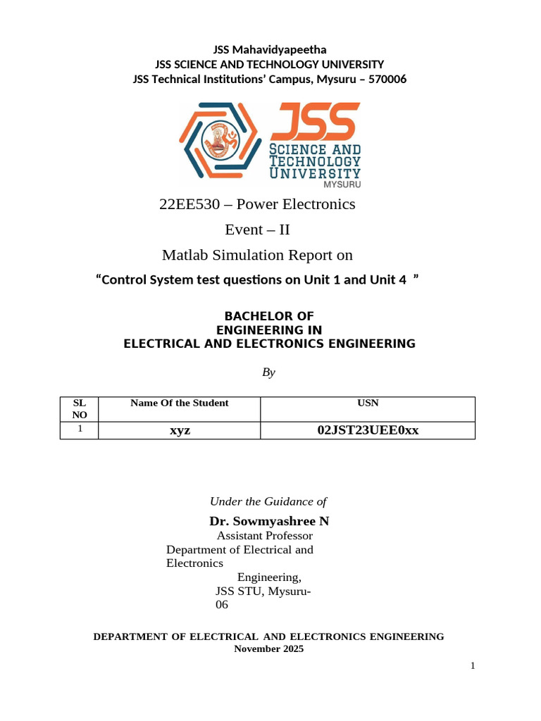 Matlab Simulation Report on Control Systems | PDF
