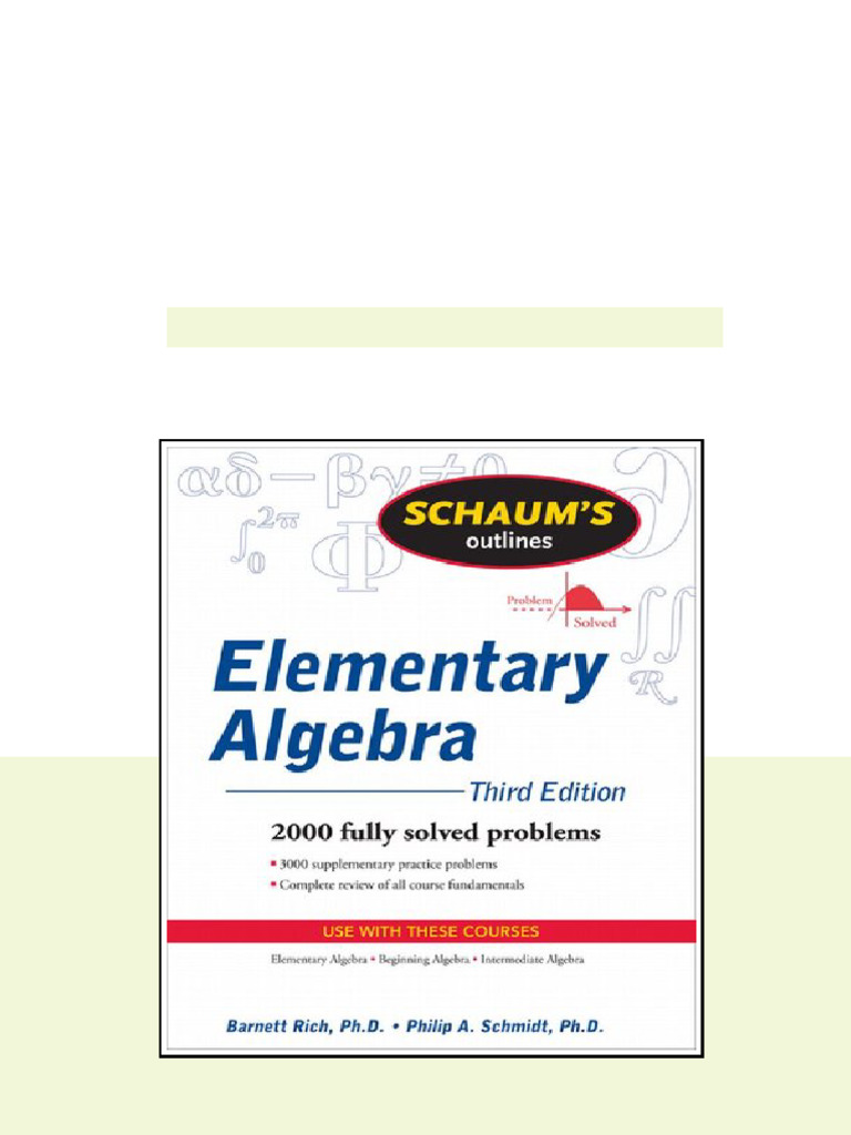 Schaums Outline Of Elementary Algebra Third Edition 3rd Edition Barnett ...