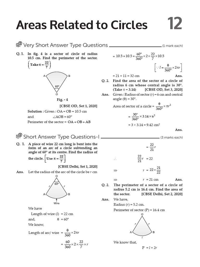 Circle Sector and Area Calculations | PDF | Area | Euclidean Plane Geometry