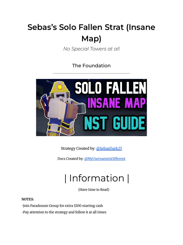 Solo Fallen Insane Map Strategy Guide | PDF