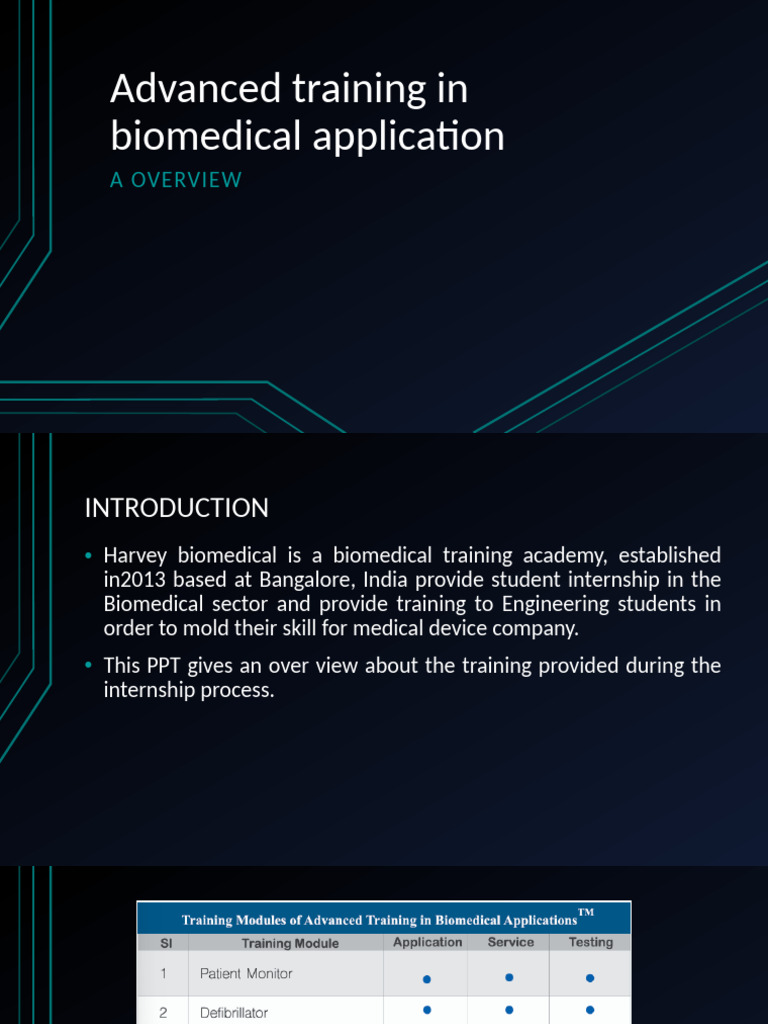Biomedical Training Overview in Bangalore | PDF