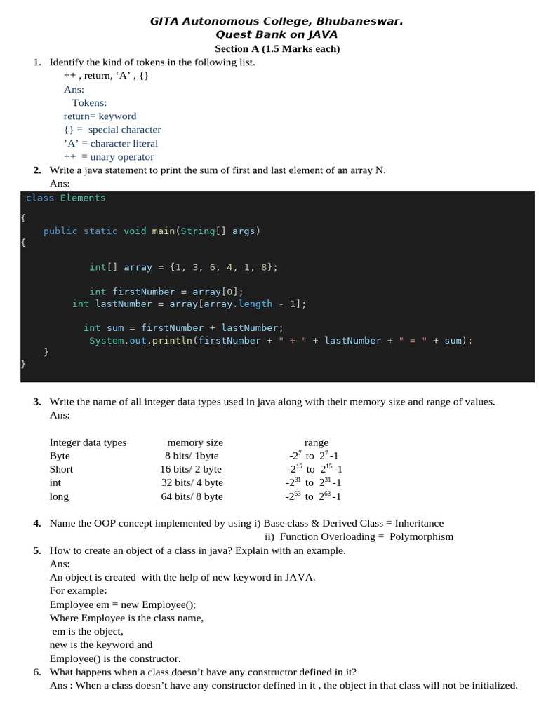 Java Programming Concepts and Examples | PDF | Class (Computer ...