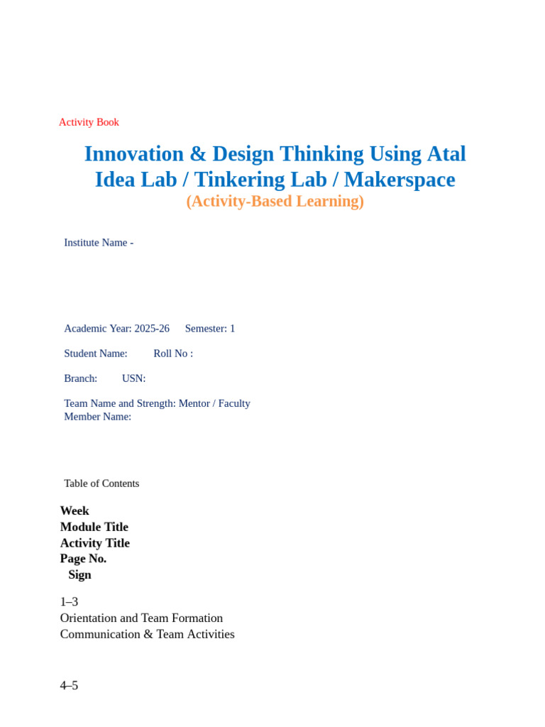 1BIDTL158 Activity Book_1 | PDF | Design Thinking | Prototype