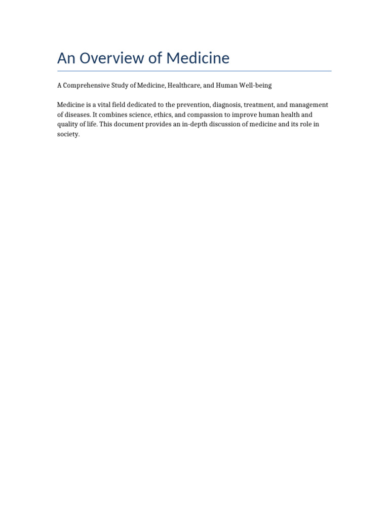 Comprehensive Overview of Medicine | PDF | Medicine | Public Health