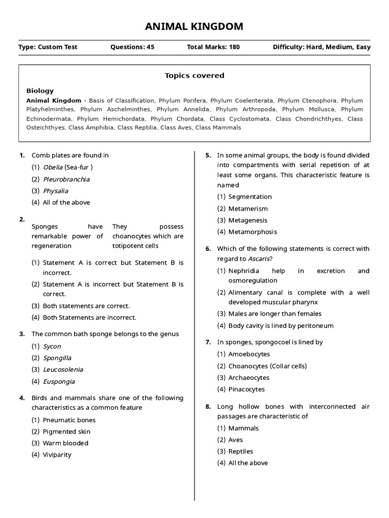 Animal Kingdom | PDF | Mollusca | Zoology