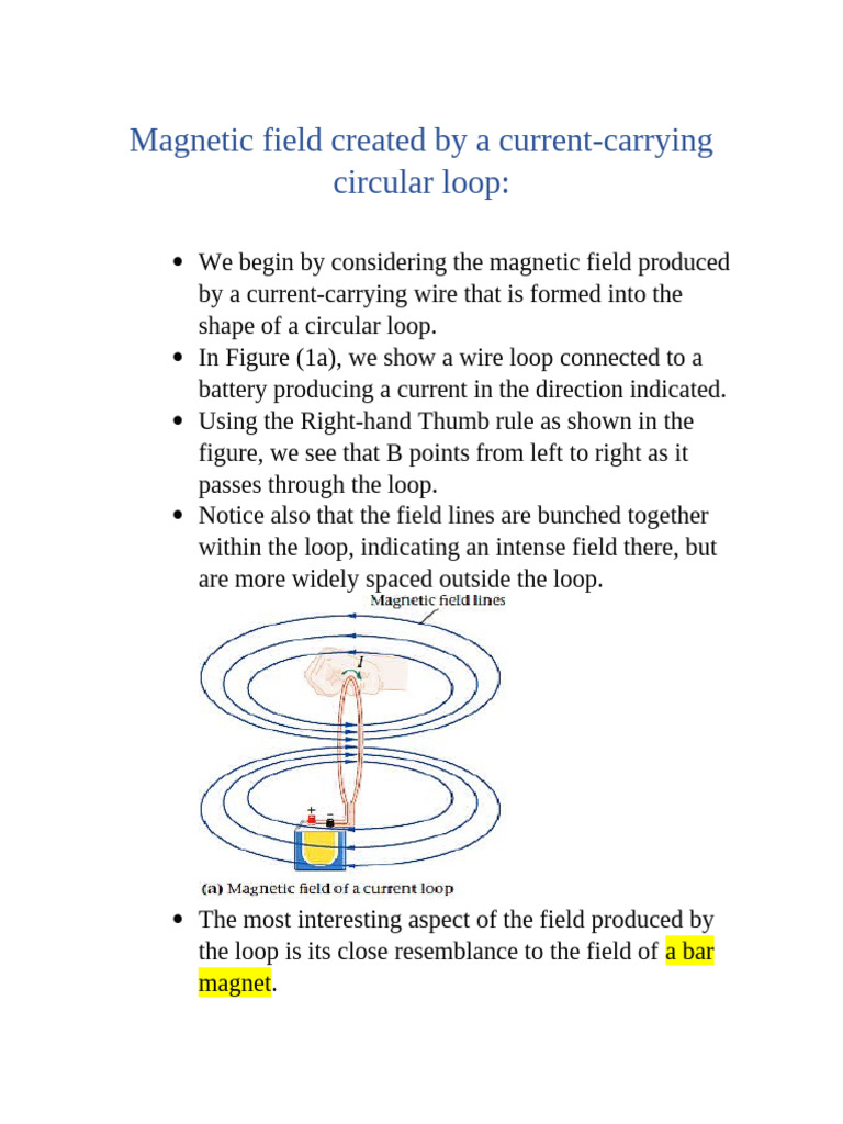 Magnetic Field of Current Loop Explained | PDF