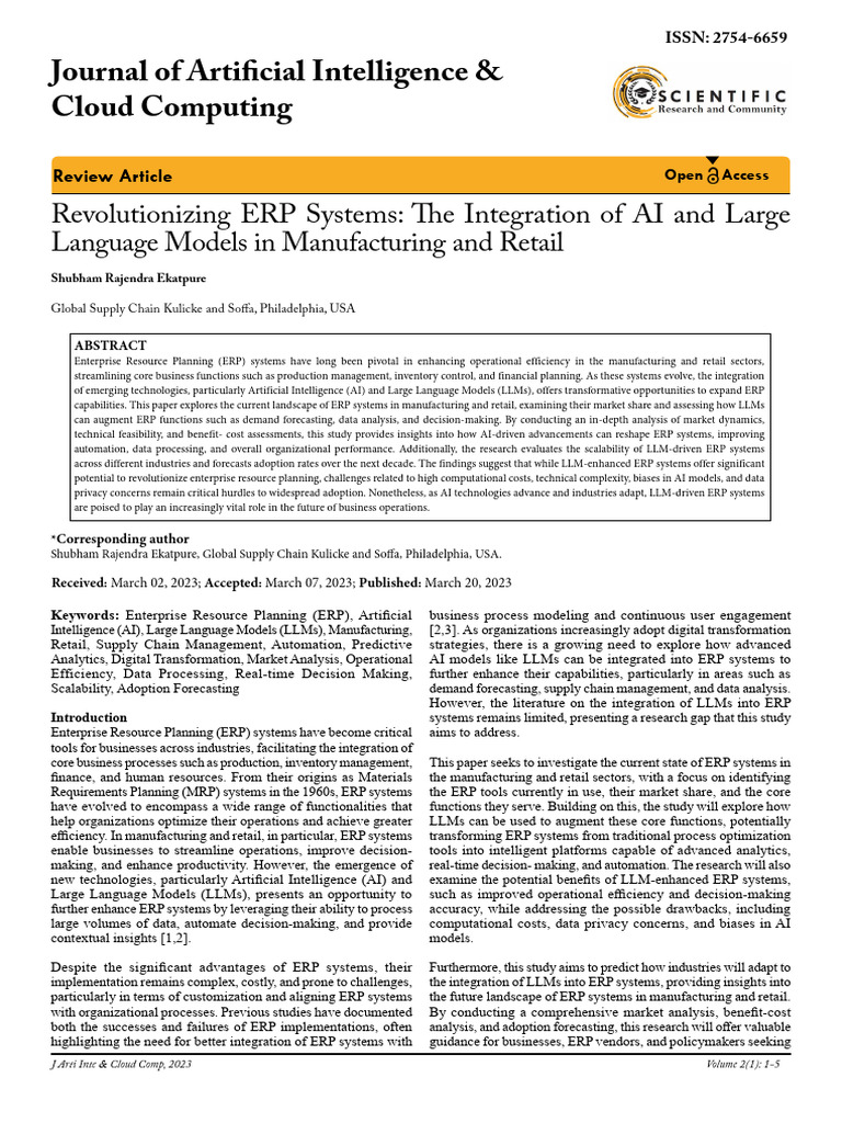 AI and LLMs Transforming ERP Systems | PDF | Enterprise Resource ...