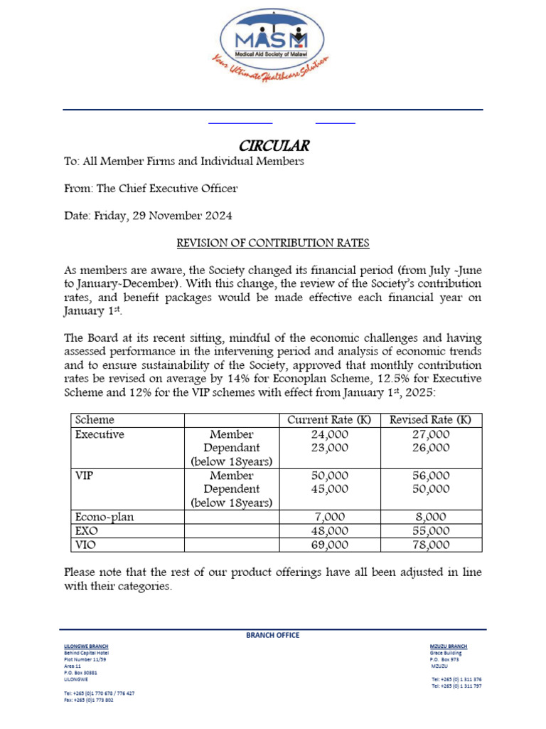 MASM Contribution Rate Revision 2025 | PDF | Economies