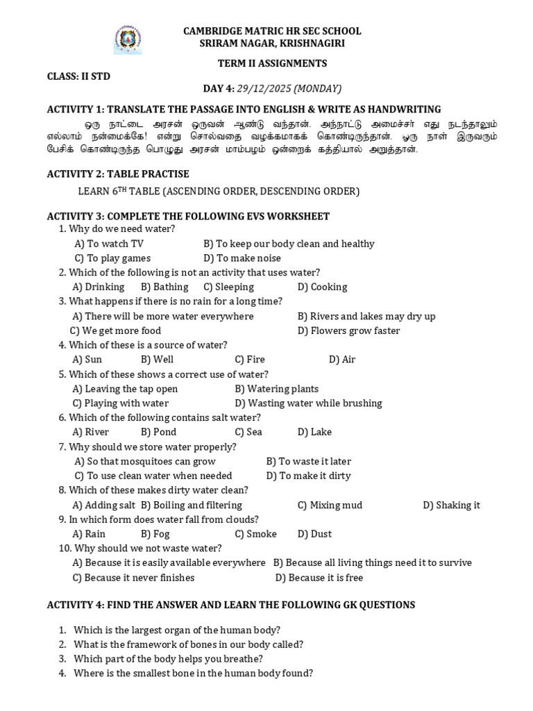 2 std - day 4 | PDF | Water