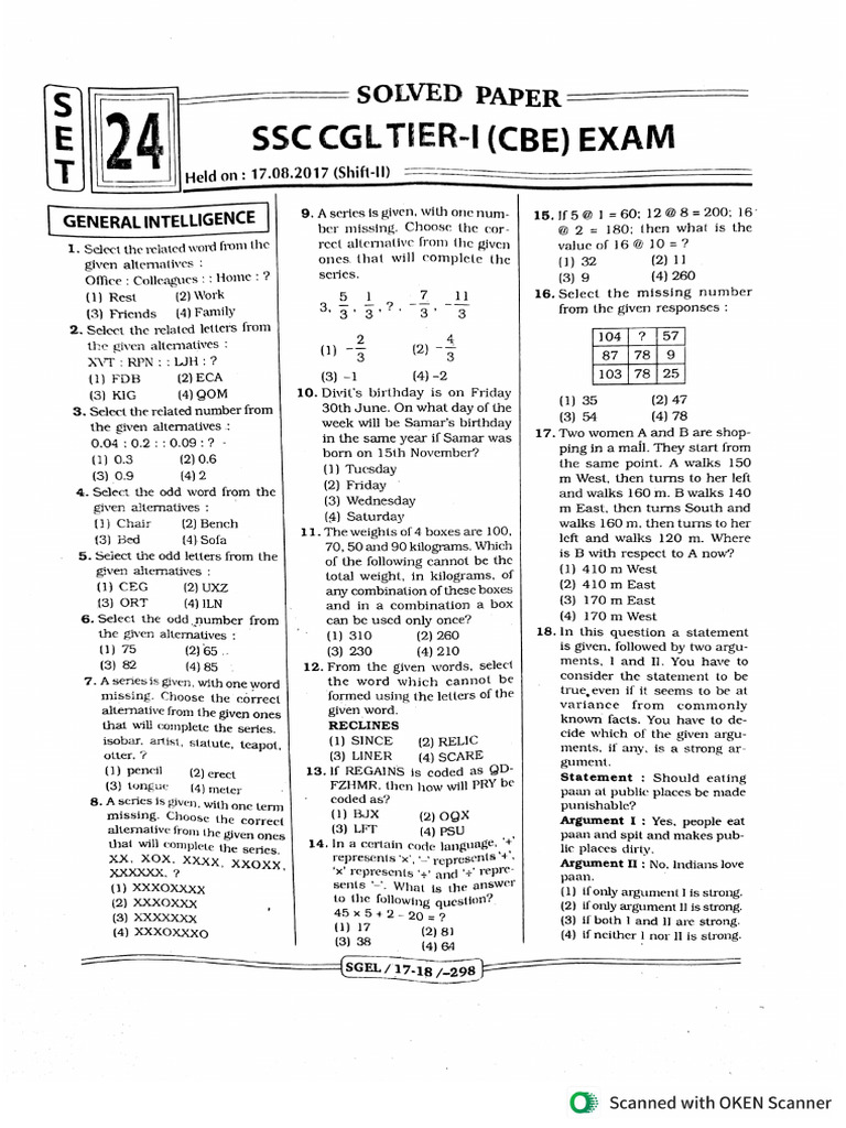 SSC Set 91 | PDF
