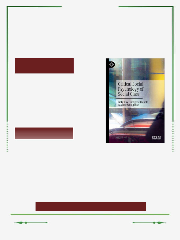Critical Social Psychology of Social Class Katy Day ebook every chapter ...