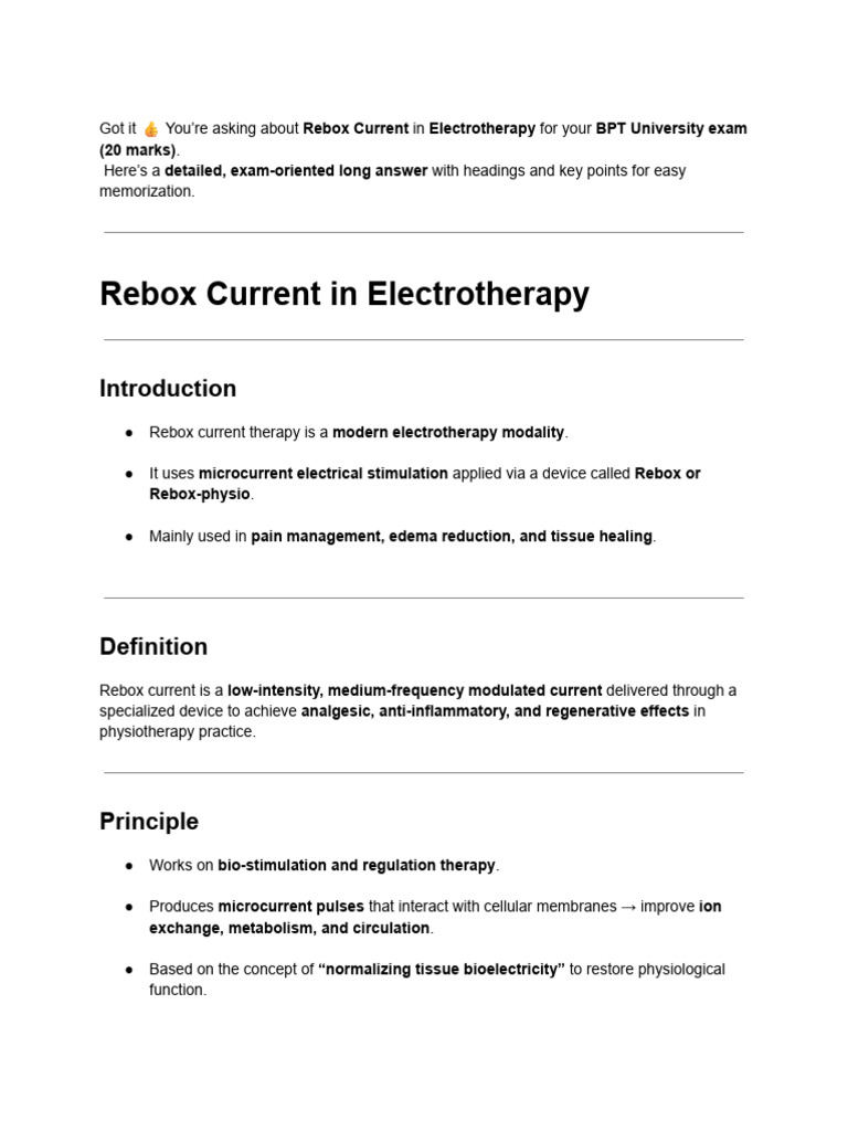 Rebox Current in Electrotherapy Overview | PDF | Clinical Medicine ...