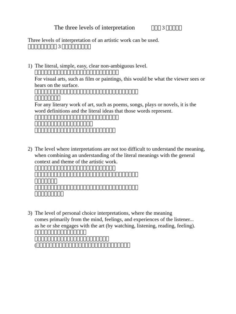 The Three Levels of Artistic Interpretation | PDF