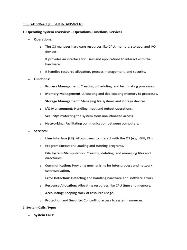 Os Lab Viva Question Answers | PDF | Process (Computing) | Operating System