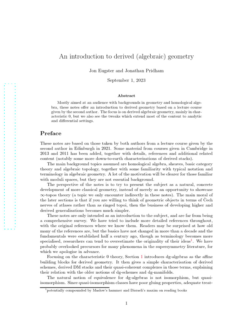Introduction to Derived Geometry | PDF | Mathematics | Mathematical ...