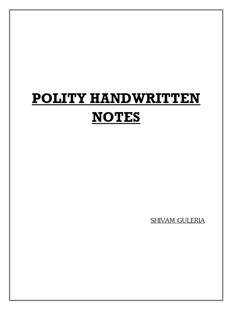 Polity Handwritten Notes: Shivam Guleria | PDF