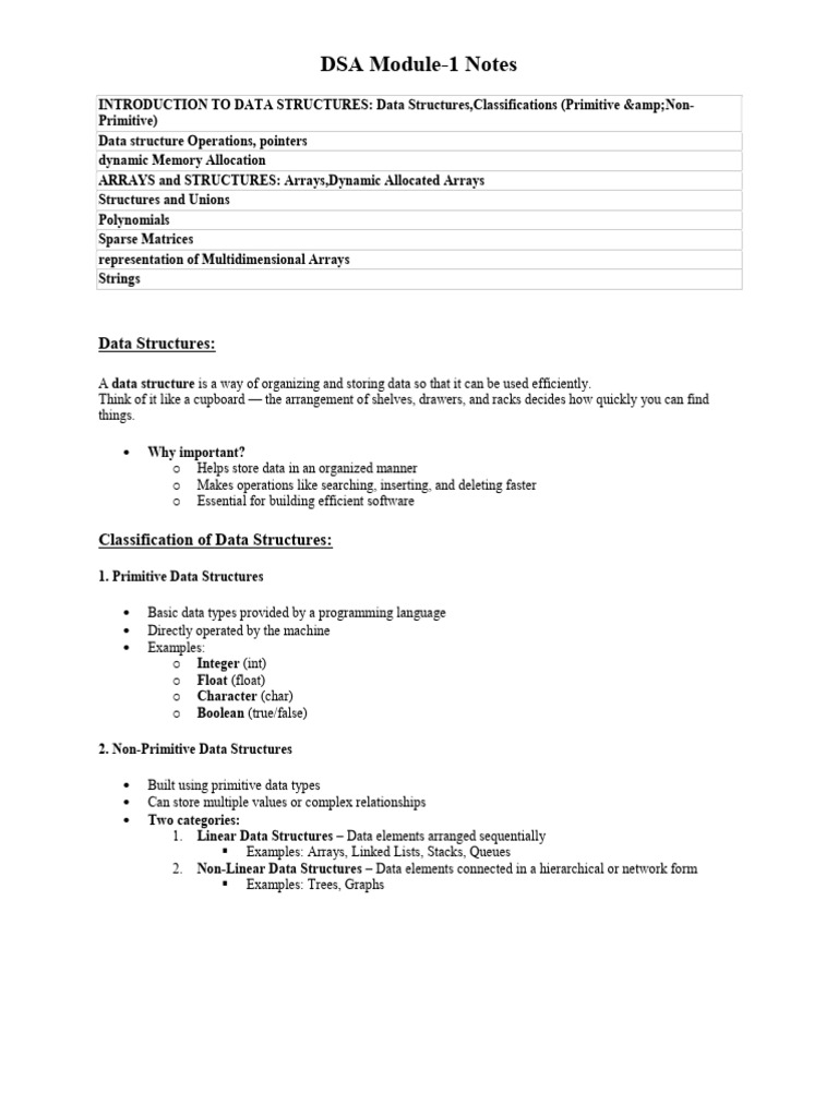 Data Structures and Memory Management Guide | PDF | Pointer (Computer ...