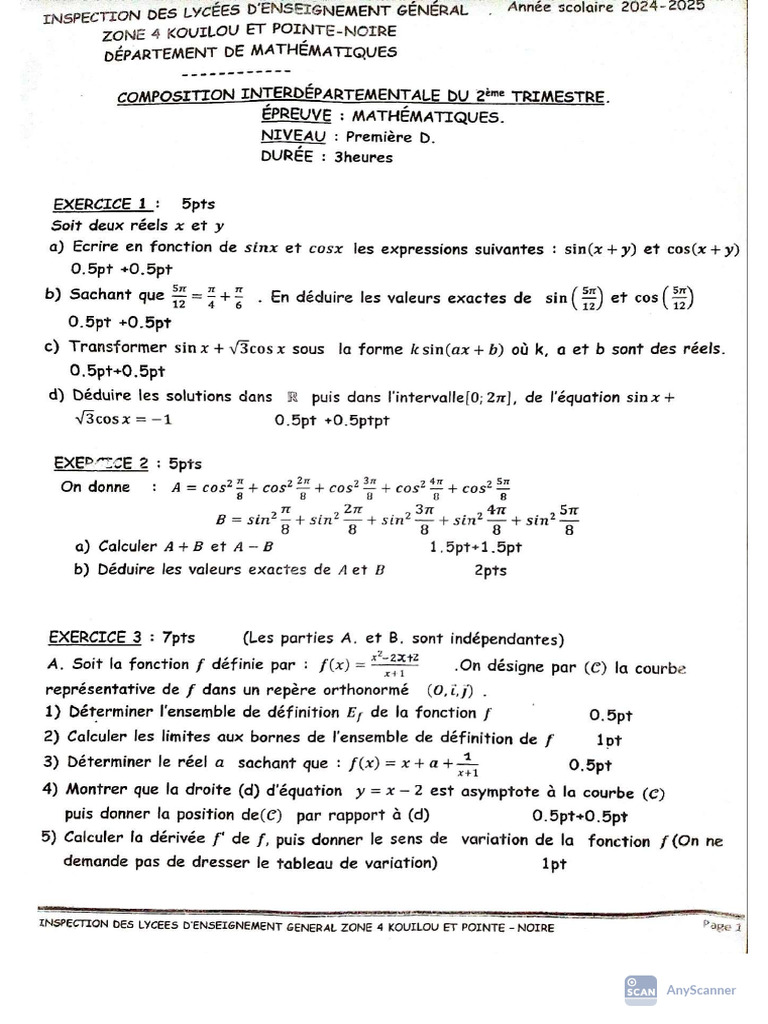 Sujet Compos 2e Trim 2025 Maths PD Z4 (1) | PDF