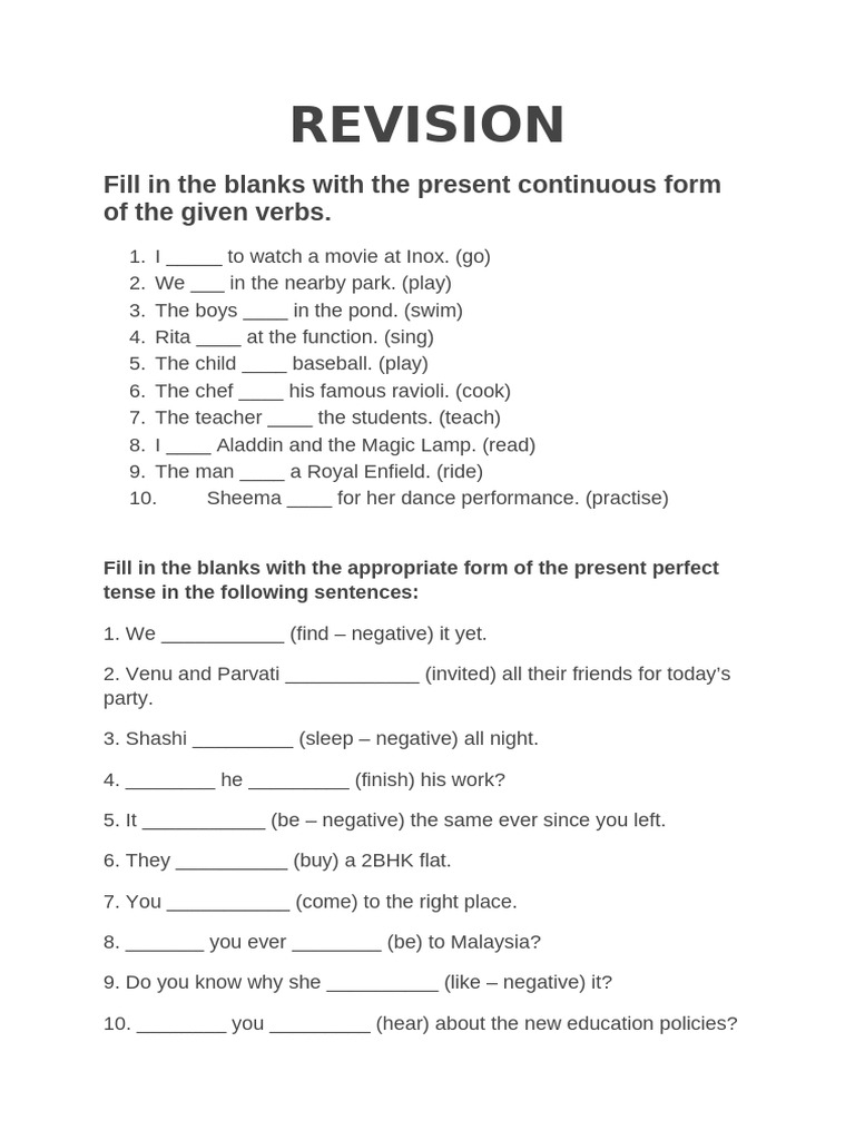 Revision | PDF | Language Mechanics | Grammar