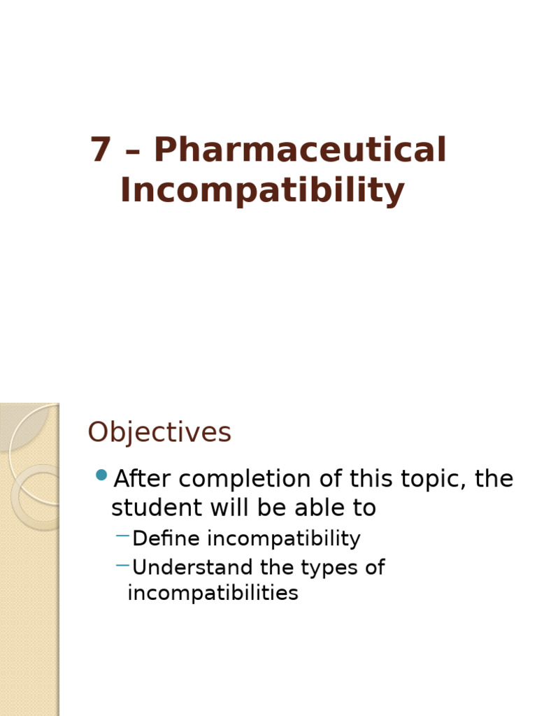 Understanding Pharmaceutical Incompatibility | PDF | Chemical ...