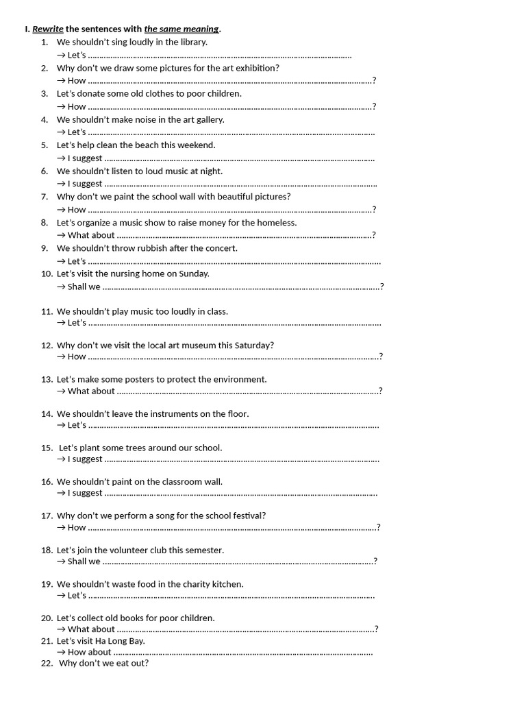 Sentence Rewriting and Grammar Exercises | PDF
