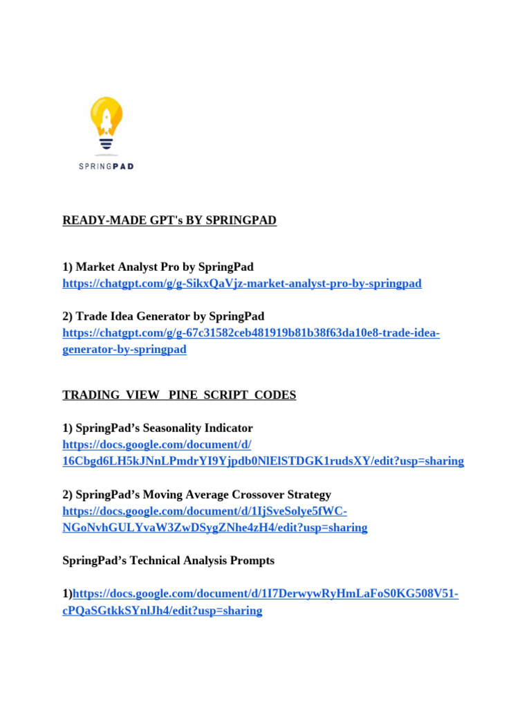 SpringPad's AI Trading Tools & Prompts | PDF | Inflation | Macroeconomics