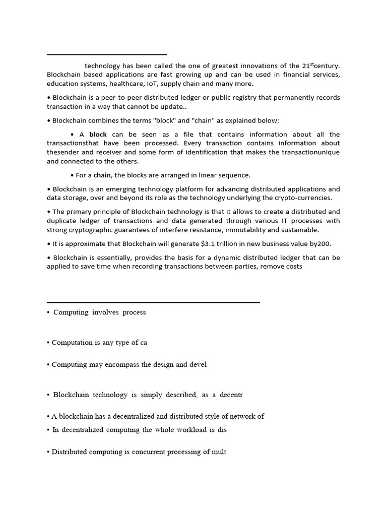 Introduction To Blockchain Notes | PDF | Cryptocurrency | Bitcoin