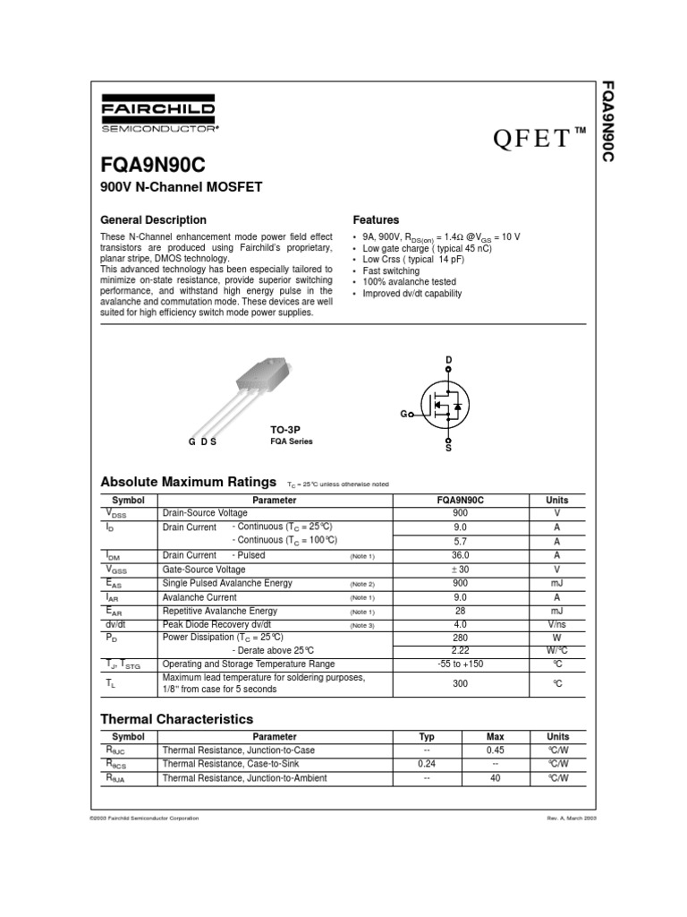 9N90C | PDF | Field Effect Transistor | Diode