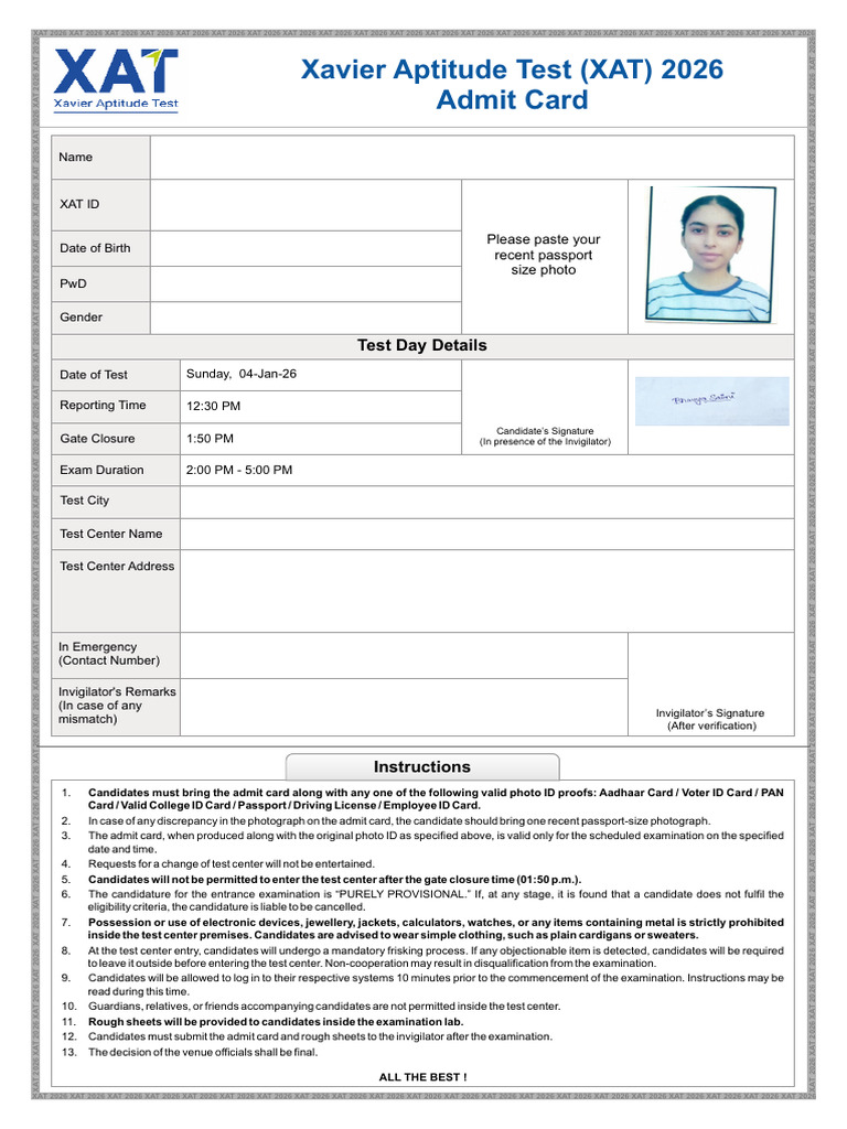 Admit Card | PDF | Identity Document