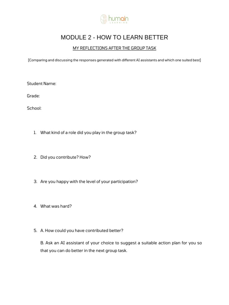 My Reflections After the Group Task (1) | PDF