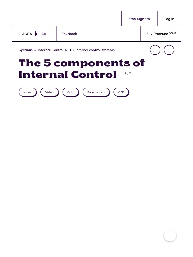 ACCA AA Notes - C1b. The 5 Components of Internal Control - ACOWtancy ...