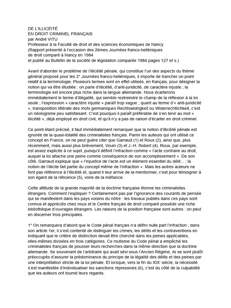 L'illicéité en droit criminel français | PDF | Crimes | Crime et violence