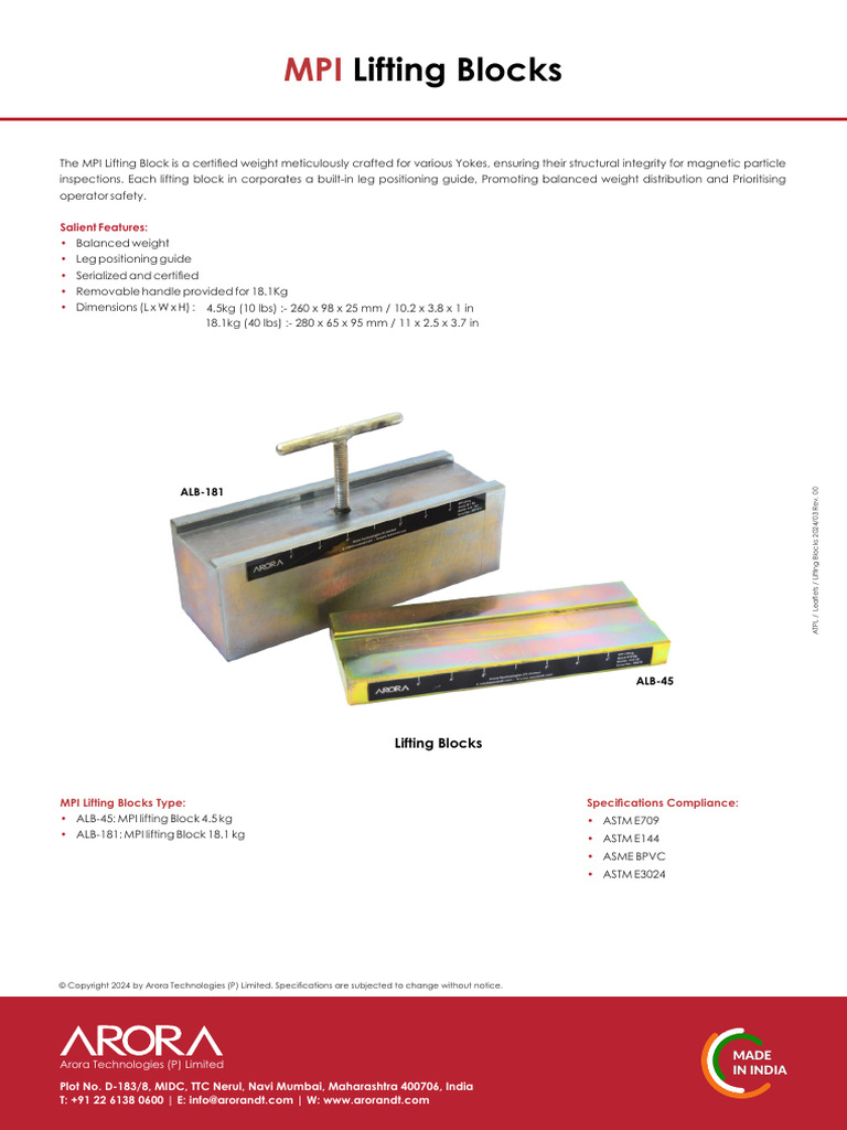 Certified MPI Lifting Blocks Overview | PDF