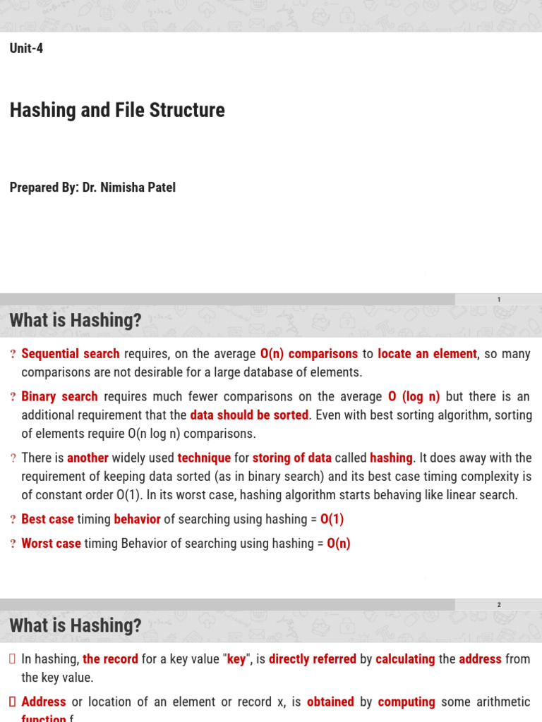Hashing and File Structure-Nimisha Patel | PDF | Time Complexity ...