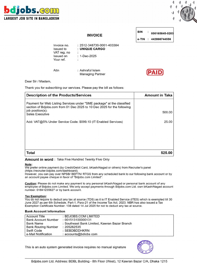 Invoice 2512 348739 0001 403384 | PDF