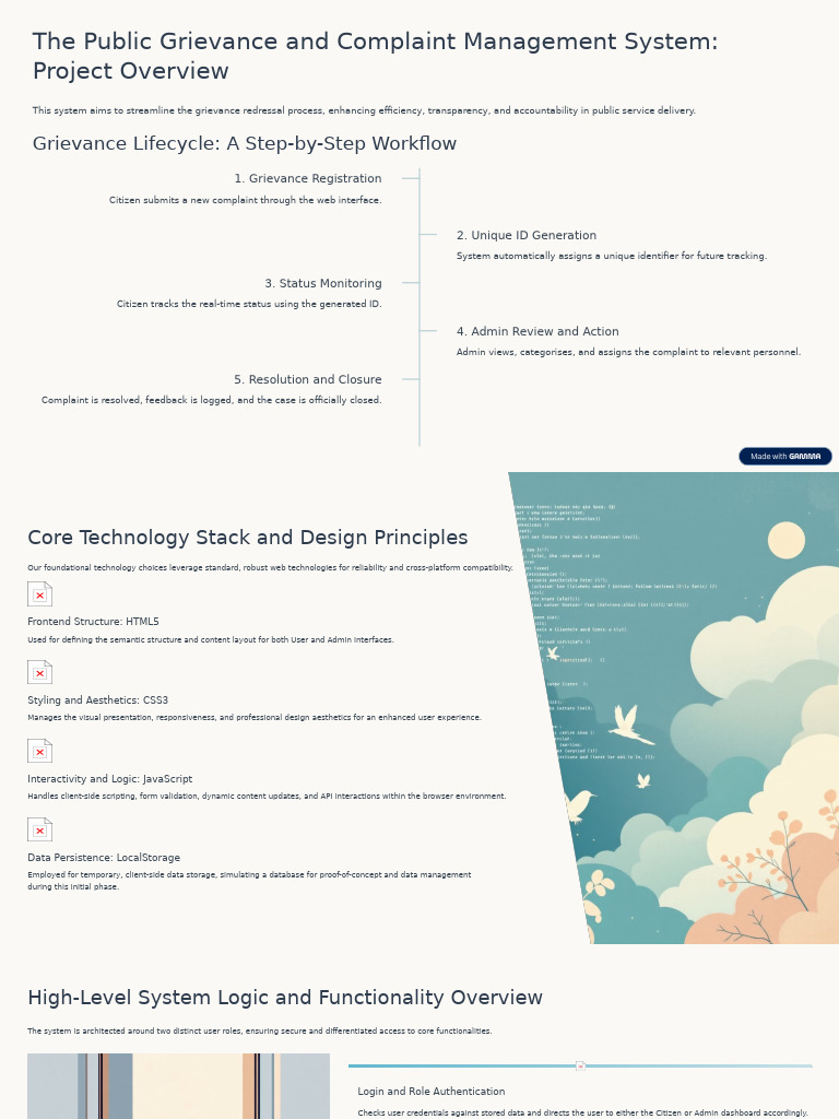 The Public Grievance and Complaint Management System Project Overview ...