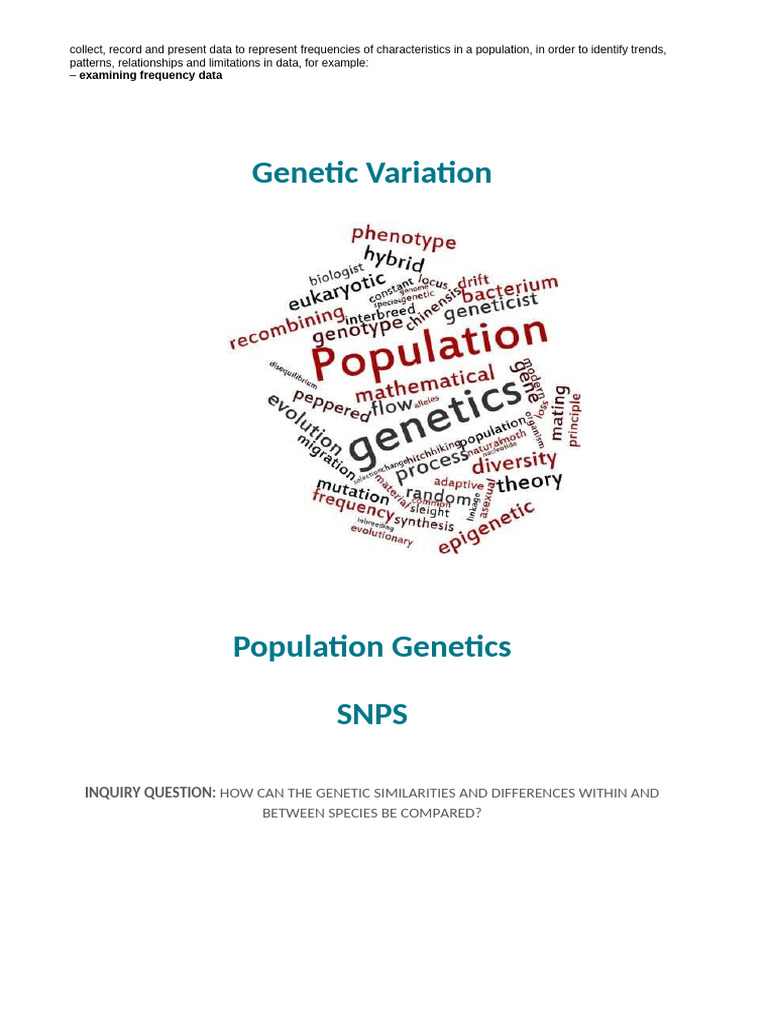Population Genetics Booklet | PDF | Single Nucleotide Polymorphism ...